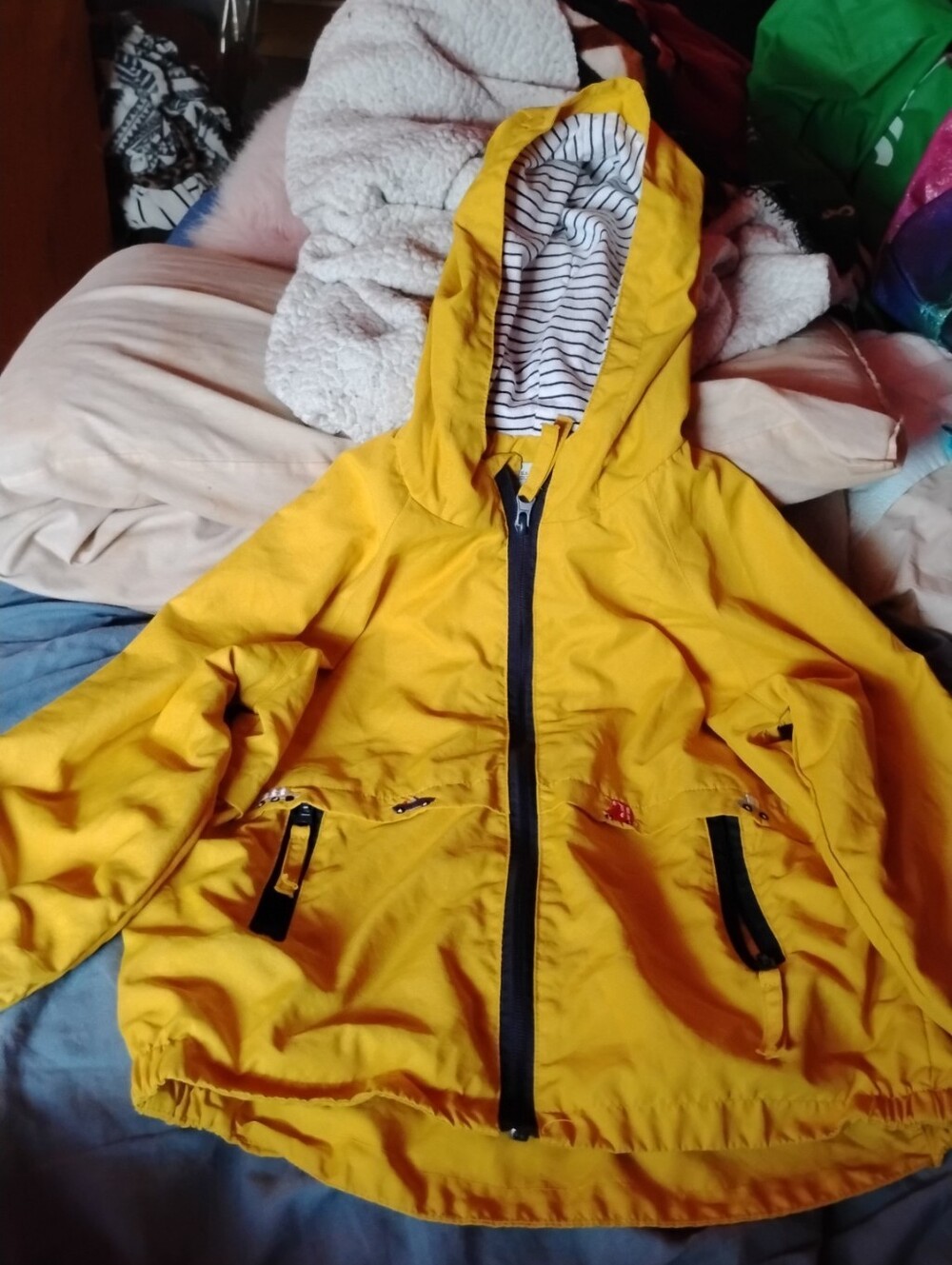 Kids' Yellow Hooded Rain Jacket